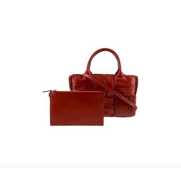 Bottega Veneta Foulard Mini Arco Tote | Red Intrecciato Pleated Design | NWT - Picture 3 of 5